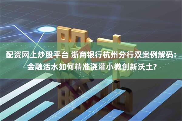 配资网上炒股平台 浙商银行杭州分行双案例解码: 金融活水如何精准浇灌小微创新沃土?