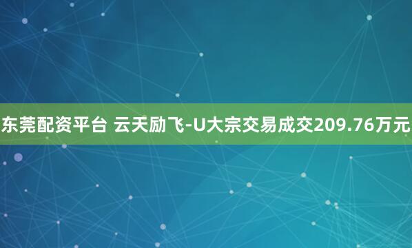 东莞配资平台 云天励飞-U大宗交易成交209.76万元