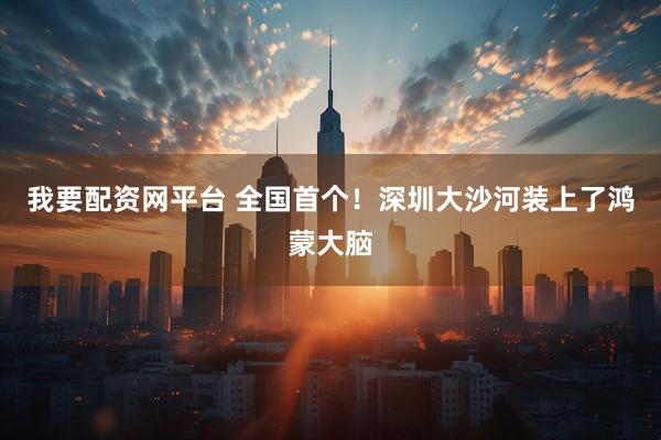 我要配资网平台 全国首个！深圳大沙河装上了鸿蒙大脑